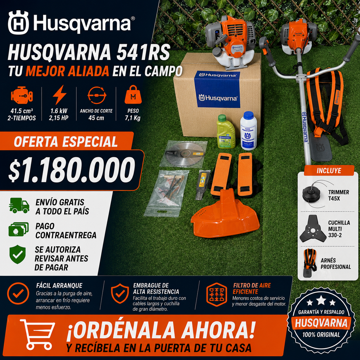 Guadaña Husqvarna 541RS ORIGINAL + ACEITE