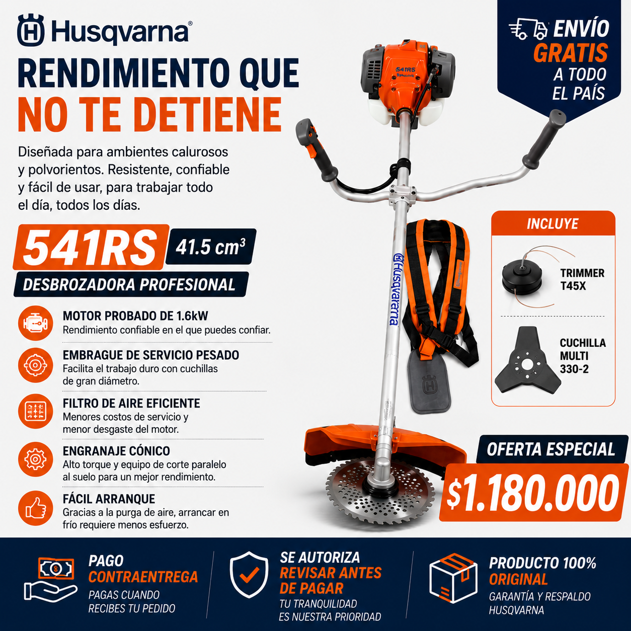 Guadaña Husqvarna 541RS ORIGINAL + ACEITE