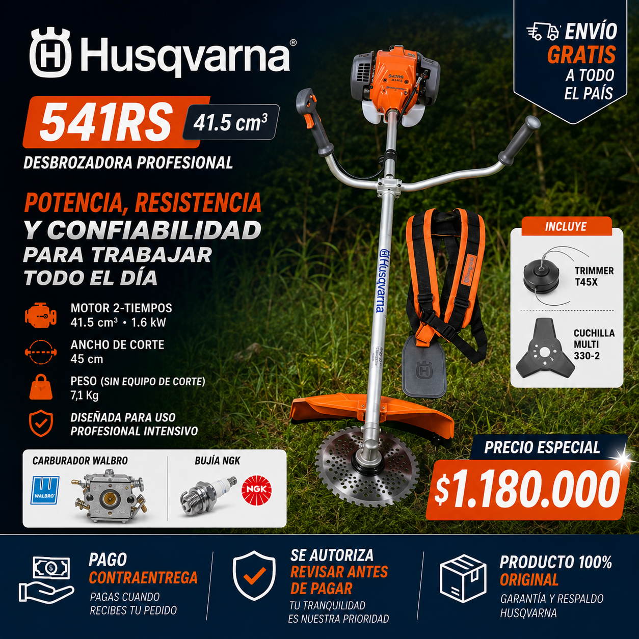 Guadaña Husqvarna 541RS ORIGINAL + ACEITE