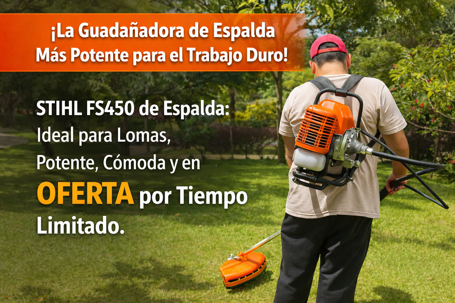 Guadañadora FS450 de ESPALDA para TRABAJO PESADO + ACEITE STIHL 2T